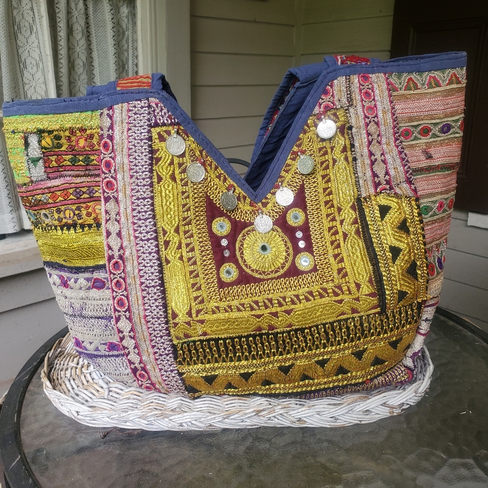 🌈 Artisan Banjara Boho Hippie Embroidered bag Handmade Patchwork Repurposed - Picture 2 of 16